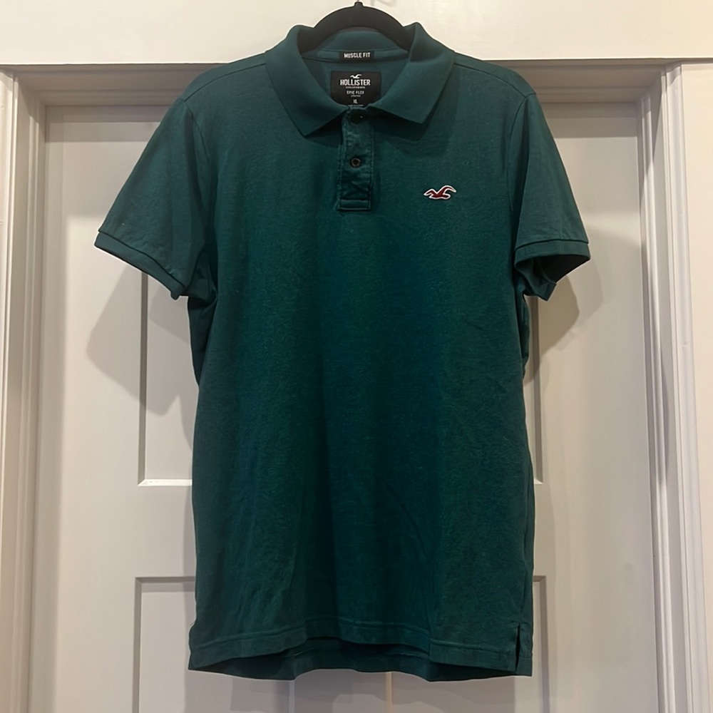 NWOT Hollister Dark Teal Muscle Fit- Epic Flexi- Polo Shirt- Size XL